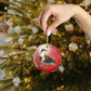 Peaceful Pigeon Luxurious red Christmas Glass Ornament
