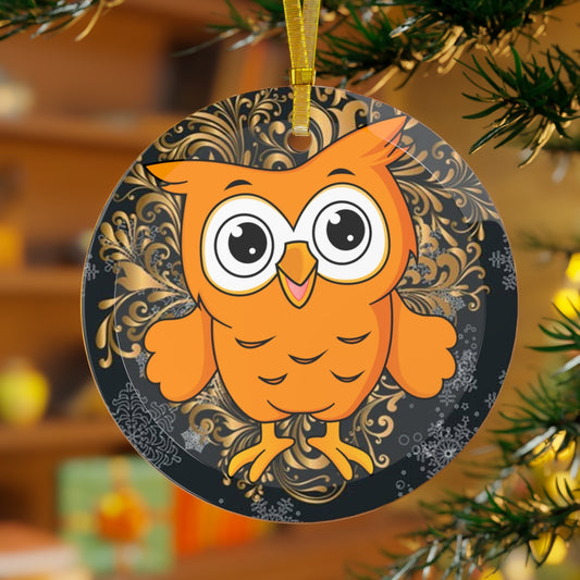 Observant Owl Luxurious Christmas Glass Ornament