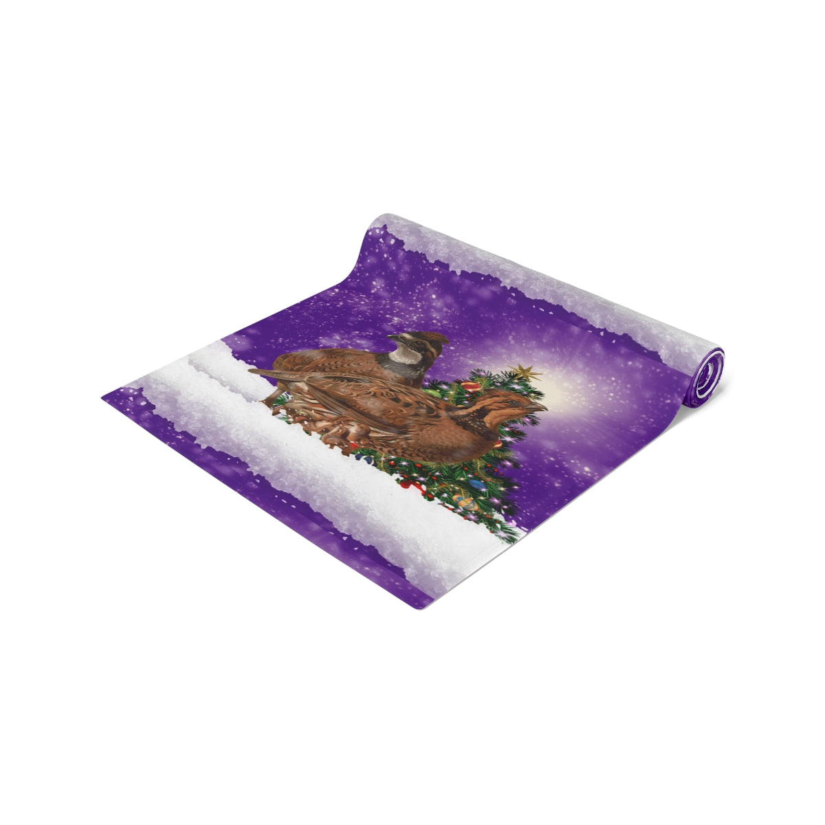 Quail with Chicks purple Table Runner (Cotton, Poly)