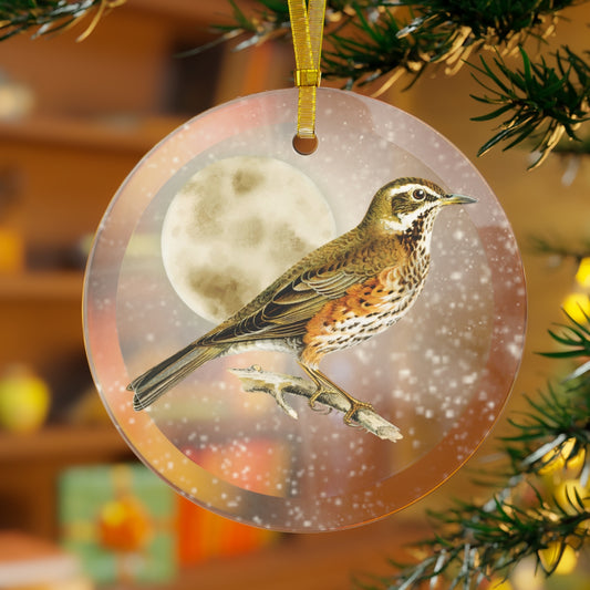 Reverent Redwing Luxurious Christmas Glass Ornament