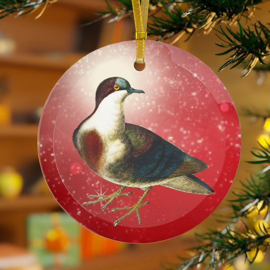 Peaceful Pigeon Luxurious red Christmas Glass Ornament