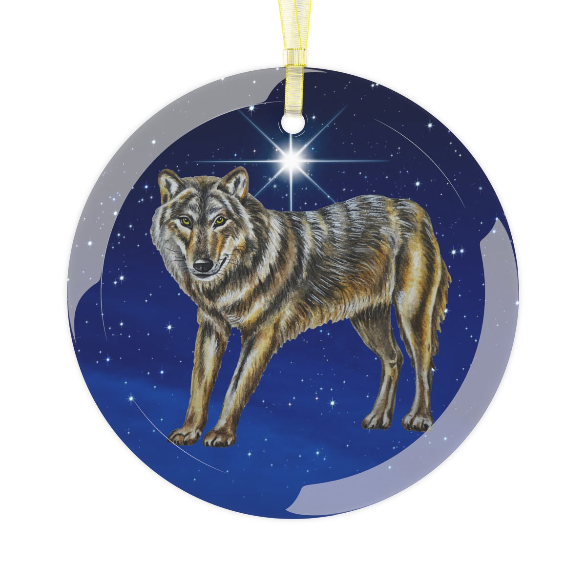 Wolf Luxurious Christmas Glass Ornament