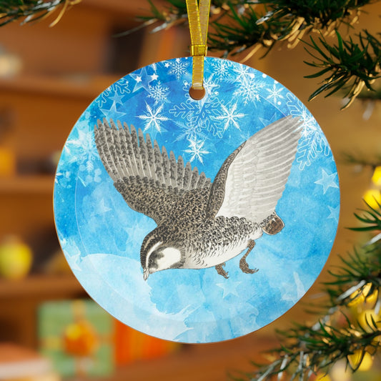 Flying Japanese Quail Luxurious Christmas Glass Ornament
