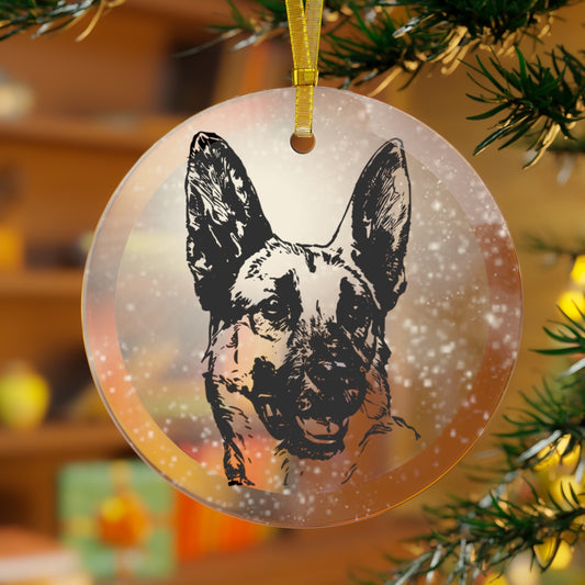 Doting Dog Luxurious Christmas Glass Ornament
