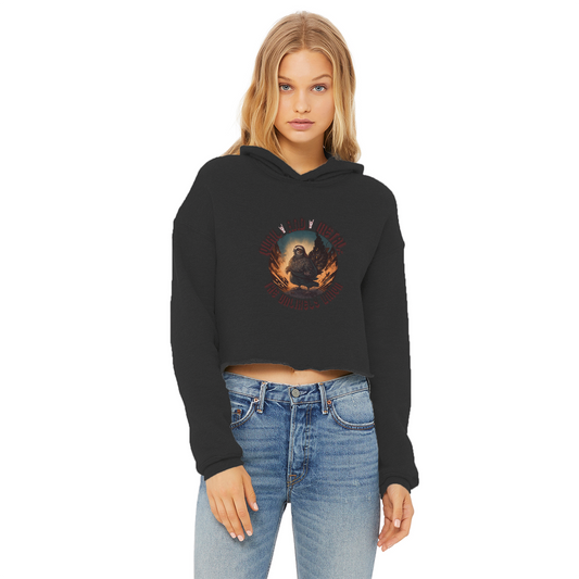 Ladies Cropped Raw Edge Hoodie - Quail and Metal: The Unlikely Union