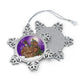 Quail with Chicks purple Pewter Snowflake Ornament