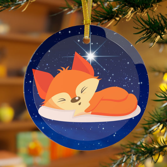 Fiesta Fox Luxurious Christmas Glass Ornament