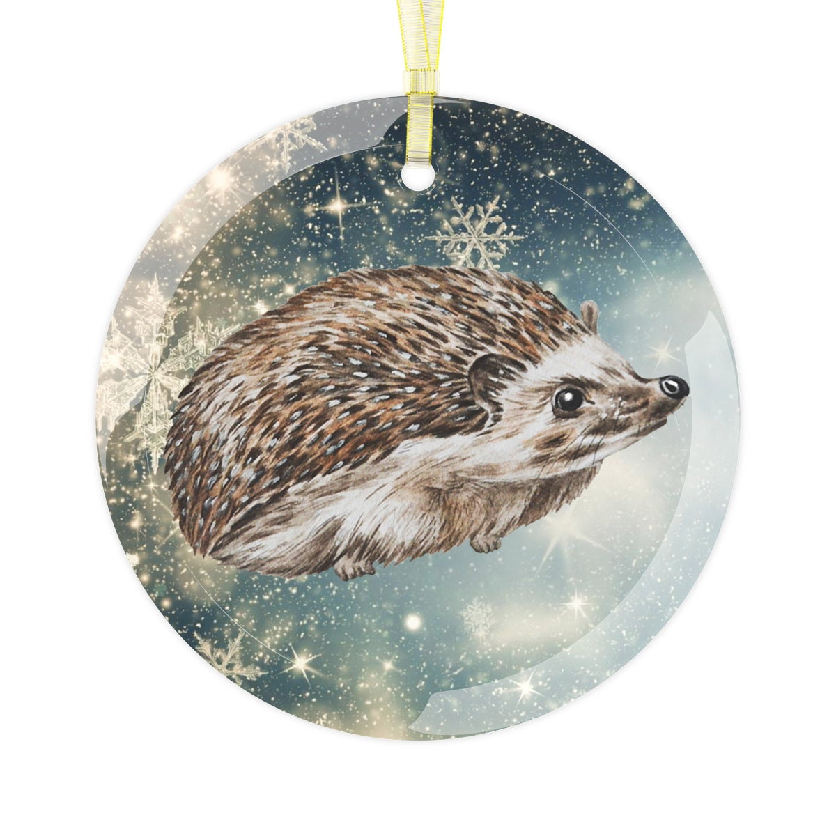 Adorable Hedgehog Luxurious Christmas Glass Ornament