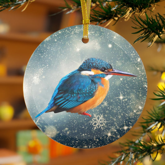 Chatty Common Kingfisher Luxurious Christmas Glass Ornament