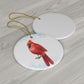 Resting Red Bird Standard Ceramic Ornament, 4 Shapes