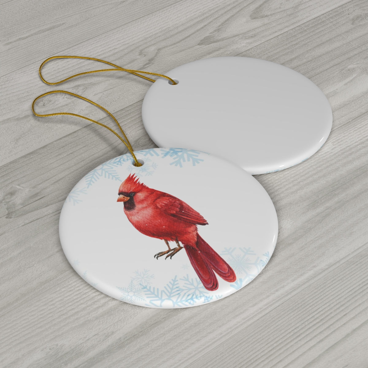Resting Red Bird Standard Ceramic Ornament, 4 Shapes