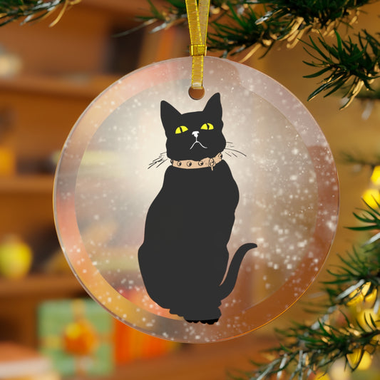 Classy Cat Luxurious Christmas Glass Ornament