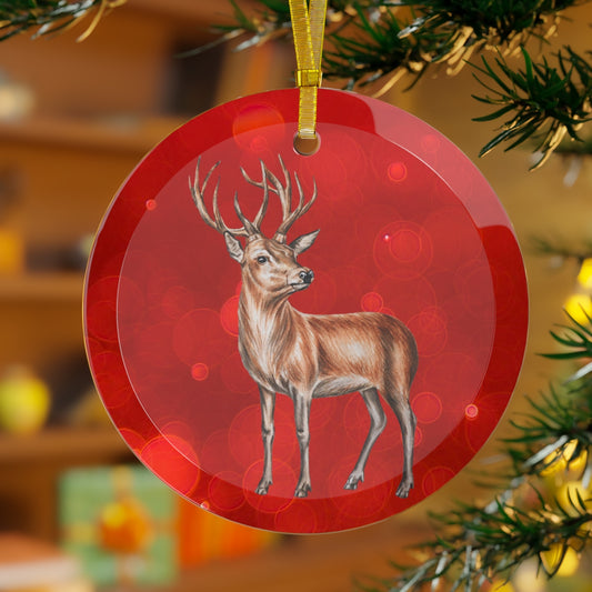 Prize Stag Luxurious Christmas Glass Ornament