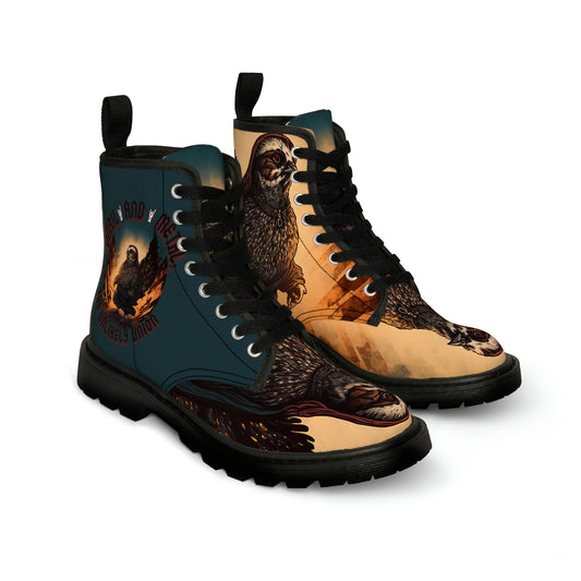Women's Canvas Boots - Quail and Metal: The Unlikely Union