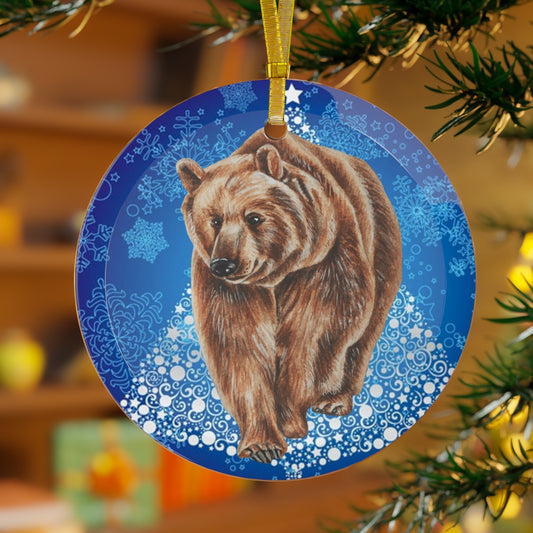 Bear Luxurious Christmas Glass Ornament
