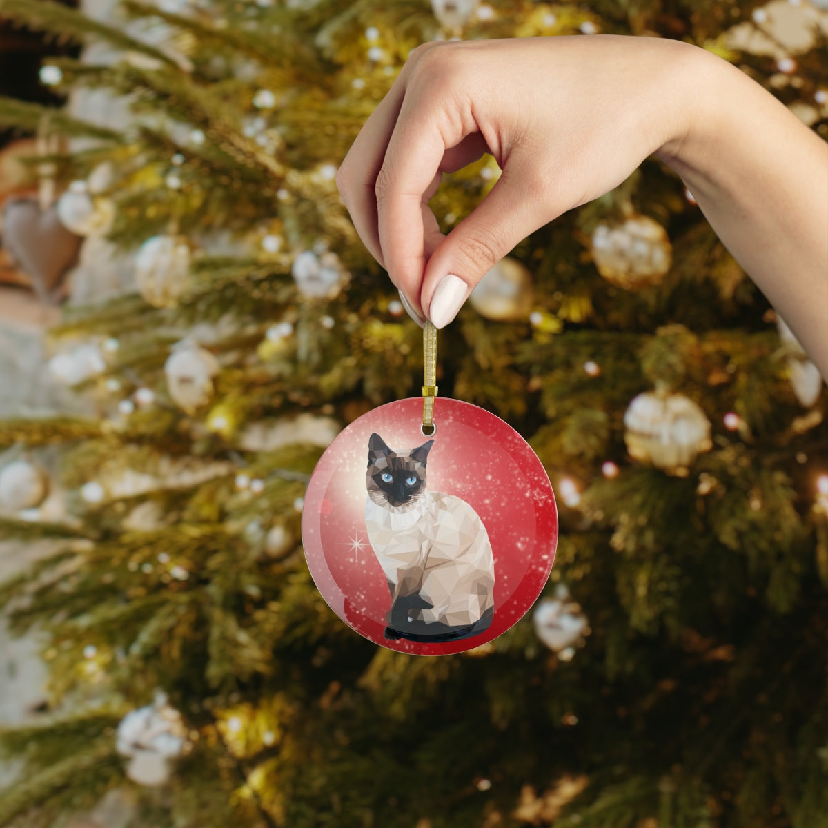 Compelling Cat Luxurious Christmas Glass Ornament
