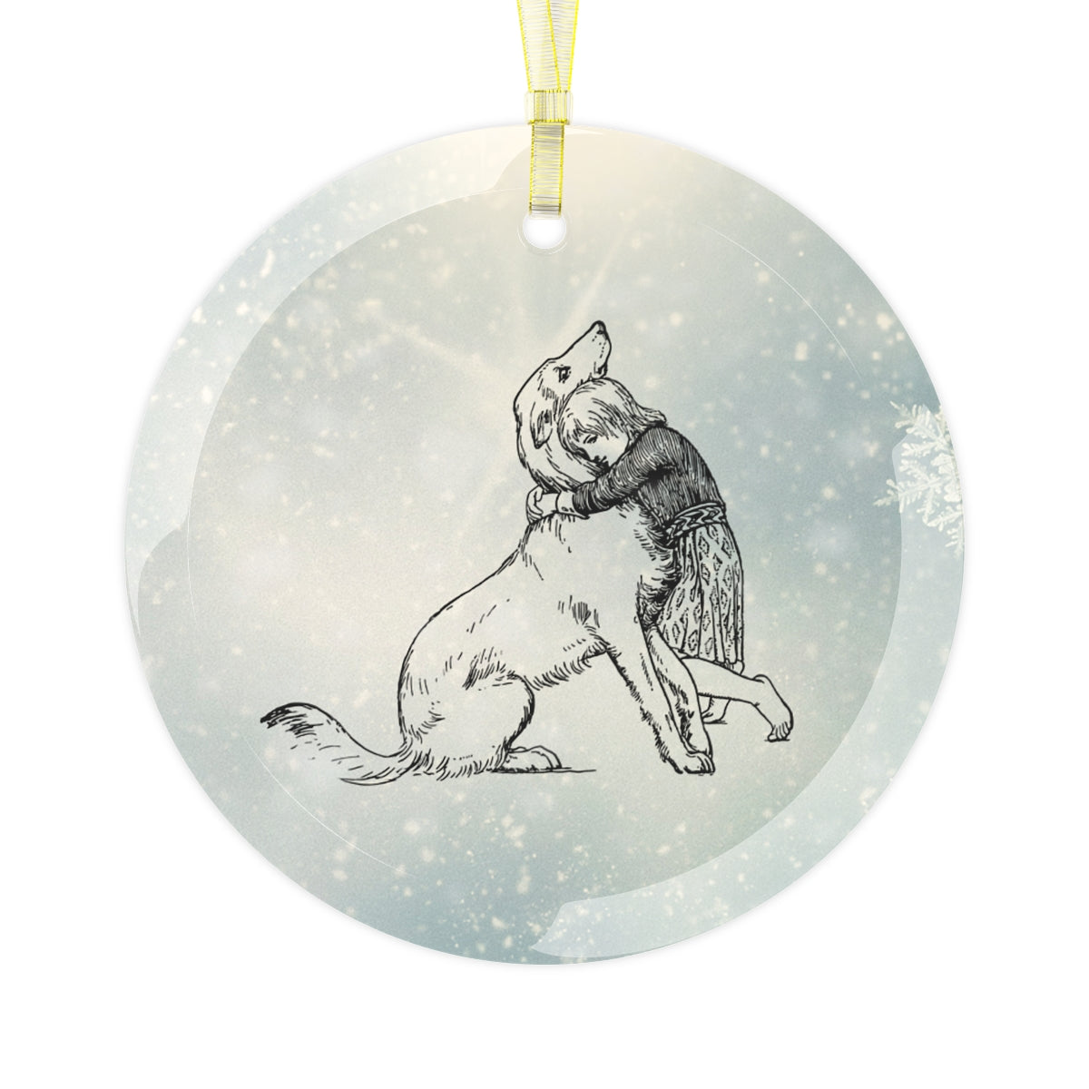 Child with Best Friend Luxurious Christmas Glass Ornament