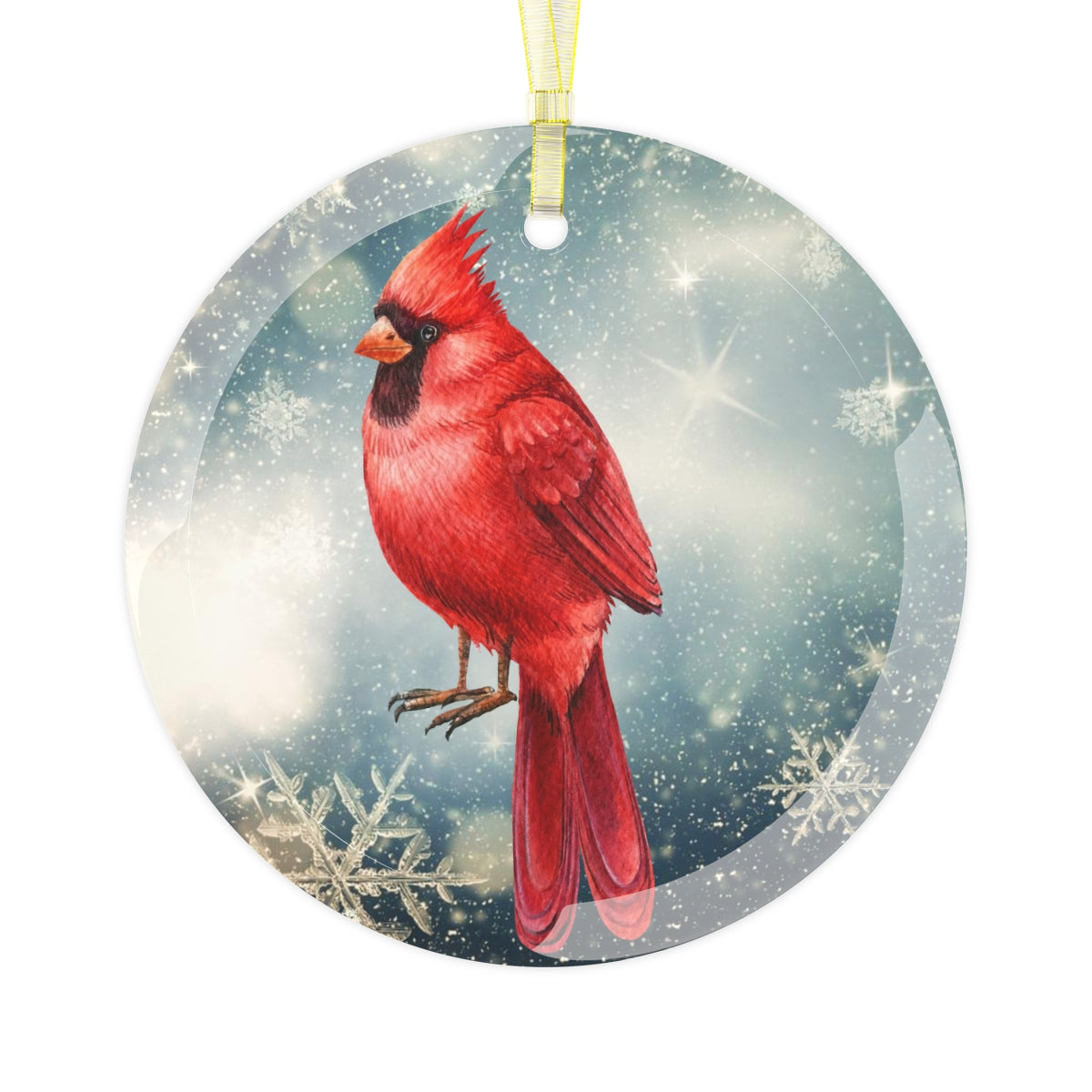 Resting Red Bird Luxurious Christmas Glass Ornament