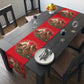Quail with Chicks red Table Runner (Cotton, Poly)