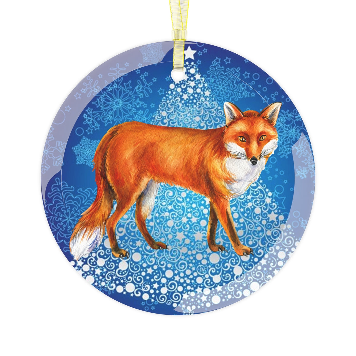 Fox Luxurious Christmas Glass Ornament